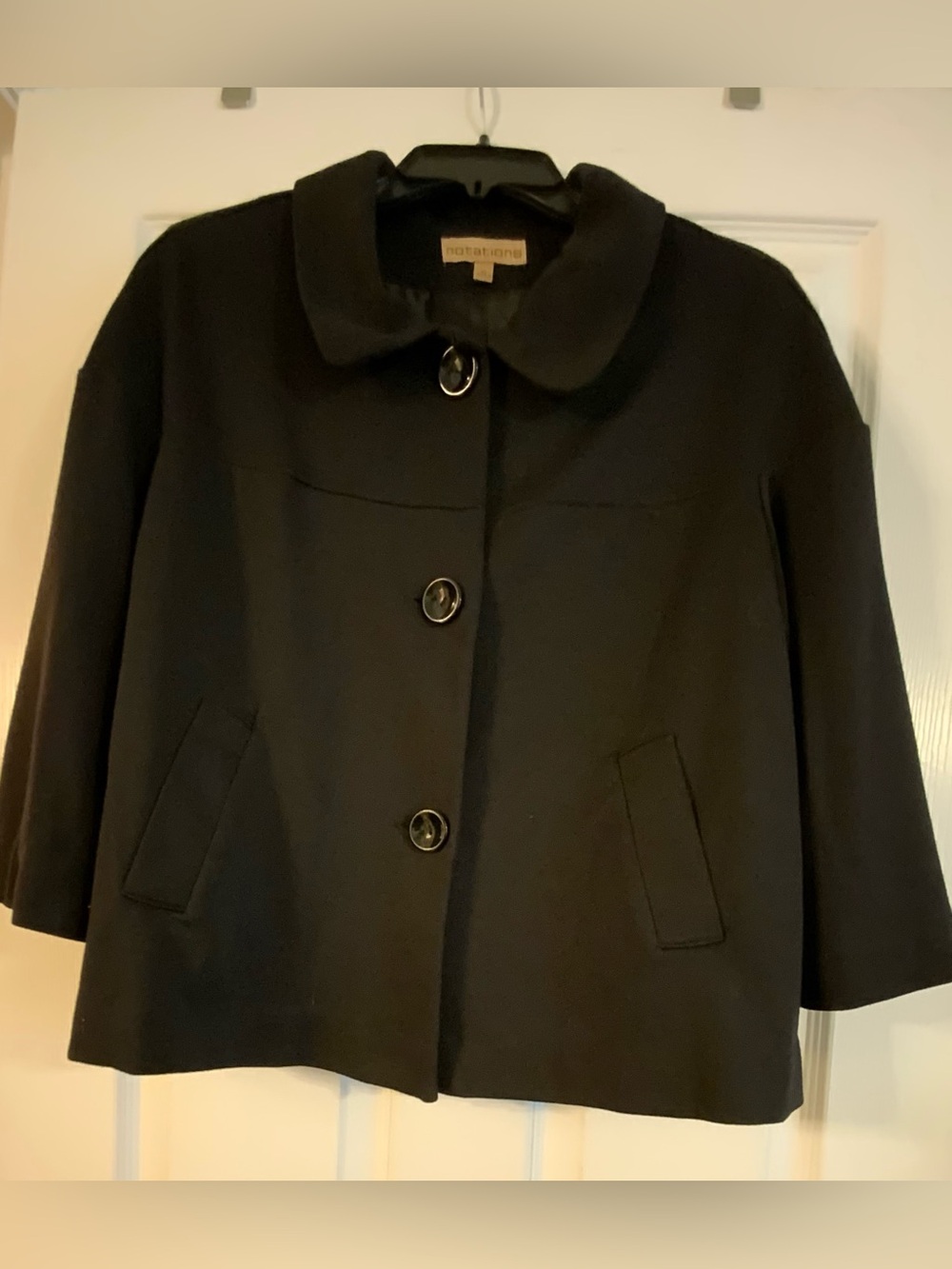Notations Black Cropped Button Front Swing Jacket